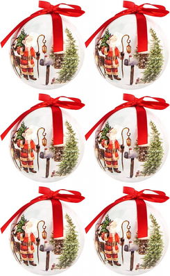 Set de 6 globuri ABXMAS, spuma, alb/rosu, 8 cm