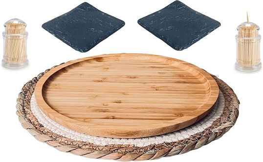 Set de 6 piese pentru aperitive HdHStore®, lemn/plastic