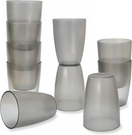 Set de 10 pahare Kazaigou, plastic, gri, 370 ml, 11 x 7,9 x 5,5 cm