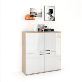 Comoda CUBO B120 Clasic, Oak, Alb Gloss