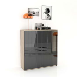 Comoda CUBO B120 Clasic, Oak, Negru Gloss