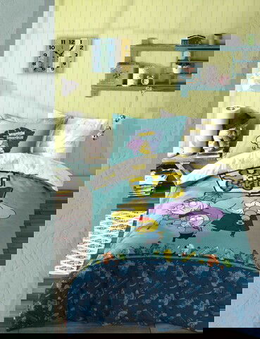 Lenjerie de pat pentru o persoana Young, 3 piese, 160x220 cm, 100% bumbac, Hobby, Kral Sakir, verde