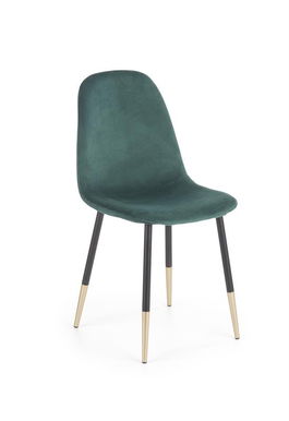 Scaun tapitat cu stofa si picioare metalice, Kai-379 Velvet Verde Inchis / Negru / Auriu, l45xA48xH88 cm