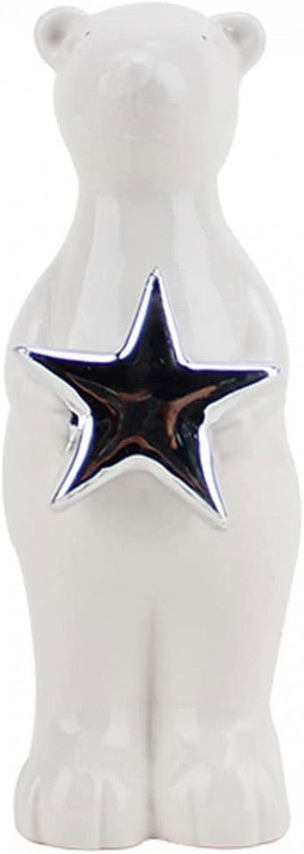 Ornament de ceramica urs polar Casaido, alb, 9 x 8 x 18 cm