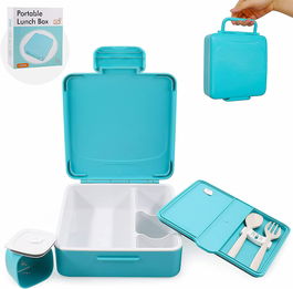Caserola pentru pranz Victarvos, albastru/alb, plastic, 1,3 L, 18 X 18 X 7 cm
