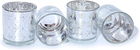 Set de 4 suporturi pentru lumanari Flanacom, sticla, argintiu, 7 x 8 cm