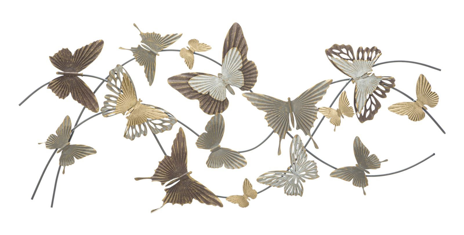 Decoratiune metalica de perete, Butterfly Smart Multicolor, l118xA3xH52 cm