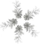 Set de 5 flori artificiale pentru bradul de Craciun TAZZOR, polietilena, argintiu, 20 x 7 cm