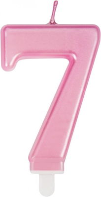 Lumanare pentru tort cifra 7 UVTQSSP, ceara, roz, 8 cm