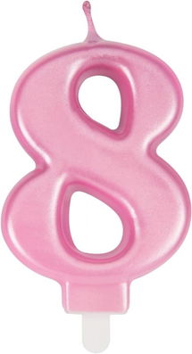 Lumanare pentru tort cifra 8 UVTQSSP, ceara, roz, 8 cm