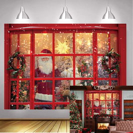 Fundal de Craciun pentru vitrine Wangrj, vinil, multicolor, 210 x 150 cm