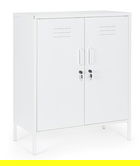 Bufet inferior Cambridge, Bizzotto, 2 rafturi reglabile, 80 x 40 x 101.5 cm, otel, alb