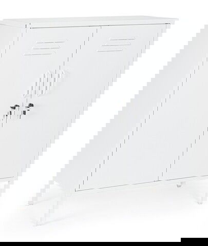 Bufet inferior Cambridge, Bizzotto, 2 rafturi reglabile, 80 x 40 x 101.5 cm, otel, alb