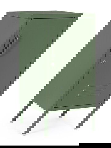 Comoda / noptiera Cambridge, Bizzotto, 2 rafturi reglabile, 40 x 35 x 76 cm, otel, verde