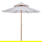Outsunny Umbrela Gradina in Lemn cu Dublu Acoperis  Impermeabil, Crem, Φ2.7×2.6m