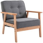 HomCom fotoliu stil nordic, din lemn, 64,5x70x70cm, gri deschis | Aosom Ro