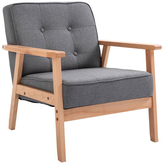 HomCom fotoliu stil nordic, din lemn, 64,5x70x70cm, gri deschis | Aosom Ro