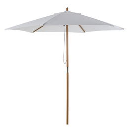 Outsunny Umbrela Rotunda de Gradina pentru exterior din Bambus/Poliester, 2.5x2.3m, Crem/Alb | Aosom Ro
