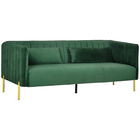 HOMCOM Canapea cu 3 locuri moderna, cu perne captusite, picioare din otel si tesatura catifelata, 195x88x76 cm, verde
