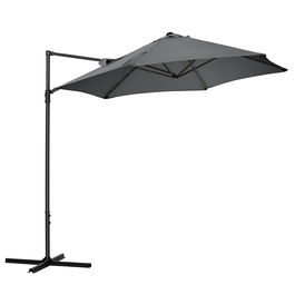 Outsunny Umbrela de soare in consola pentru gradina 2.5M cu rotire 360° si inclinare, gri inchis | AOSOM RO