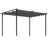 Foisor tip pergola din otel si poliester cu acoperis de protectie culisant, suruburi si carlige incluse, 390x290x220 cm, gri | AOSOM RO