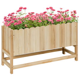 Outsunny Jardiniera pentru exterior, verticala din lemn de brad cu orificiu de scurgere si protectie interioara, 86x30x50 cm, culoarea lemnului | AOSOM RO