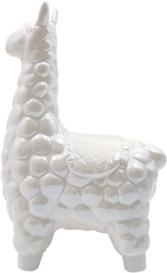 Obiect decorativ oaie Casaido, ceramica, bej, 20,6 x 13,5 x 7,5 cm.