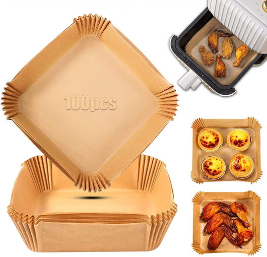 Set de 100 hartii de copt pentru friteuza/microunde Dreamark, natur, 20 x 4,5 cm