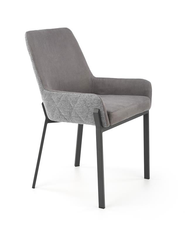 Scaun tapitat cu stofa si picioare metalice, Kai-439 Gri inchis / Gri / Negru, l55xA54xH86 cm