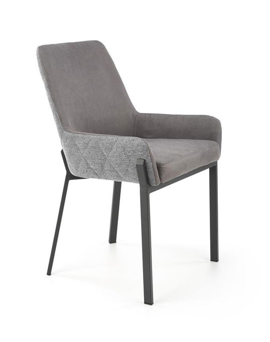 Scaun tapitat cu stofa si picioare metalice, Kai-439 Gri inchis / Gri / Negru, l55xA54xH86 cm