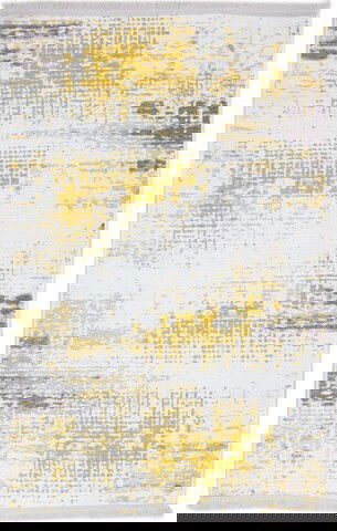 Covor Eko rezistent, NK 01 - Yellow, Grey, 100% poliester, 75 x 200 cm