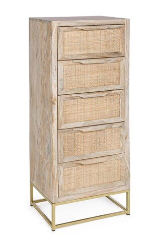 Comoda Exor, Bizzotto, 45 x 35 x 104 cm, lemn de mango/otel