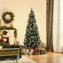 HOMCOM Brad de Craciun Artificial acoperit cu Zapada Baza Detasabila 618 Ramuri, decoratiuni de craciun | AOSOM RO