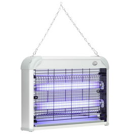 Outsunny Lampa pentru insecte si tantari, de 20W cu lumina LED UV, cu tava detasabila, lampa anti-tantari, alba din ABS si metal, 39x8x28 cm | AOSOM RO
