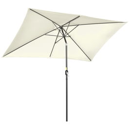 Outsunny Umbrela dreptunghiulara de gradina din aluminiu, metal si poliester cu unghi reglabil, 195x295x240cm, alb crem si negru | AOSOM RO