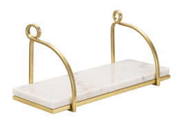 Etajera suspendata din metal si marmura, Marbel Alb / Auriu, l40xA16xH18 cm