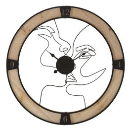 Ceas de perete Couple Natural / Negru, Ø60 cm