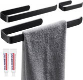 Set de 2 suporturi de prosoape fara foraj SSNH, otel inoxidabil, negru, 33 cm / 16 cm