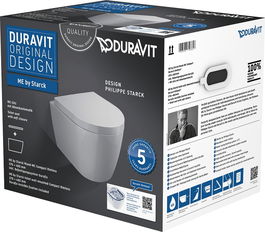 Set vas WC suspendat Duravit ME by Starck Compact Rimless cu capac inchidere lenta
