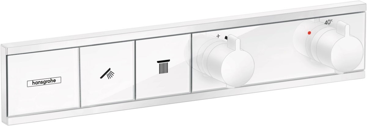 Baterie cada - dus termostatata Hansgrohe RainSelect cu montaj incastrat necesita corp ingropat alb mat