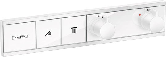 Baterie cada - dus termostatata Hansgrohe RainSelect cu montaj incastrat necesita corp ingropat alb mat