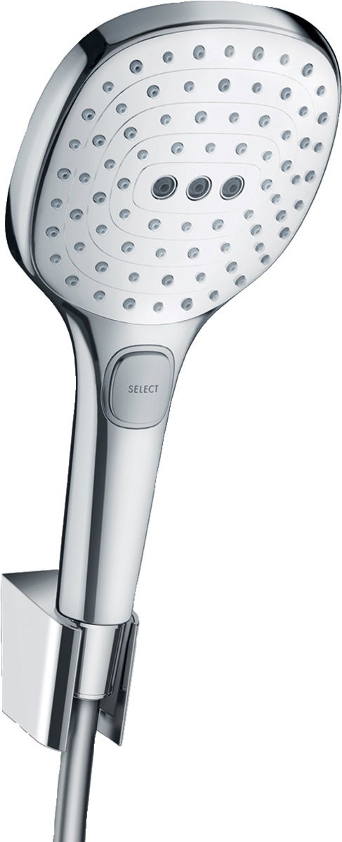 Set dus Hansgrohe Raindance Select E 120 Porter crom include furtun 1 60m alb-crom