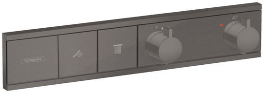 Baterie cada - dus termostatata Hansgrohe RainSelect cu montaj incastrat necesita corp ingropat negru periat
