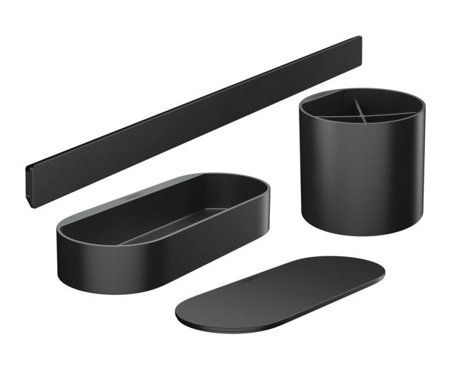 Pachet accesorii lavoar Hansgrohe Wallstoris negru mat
