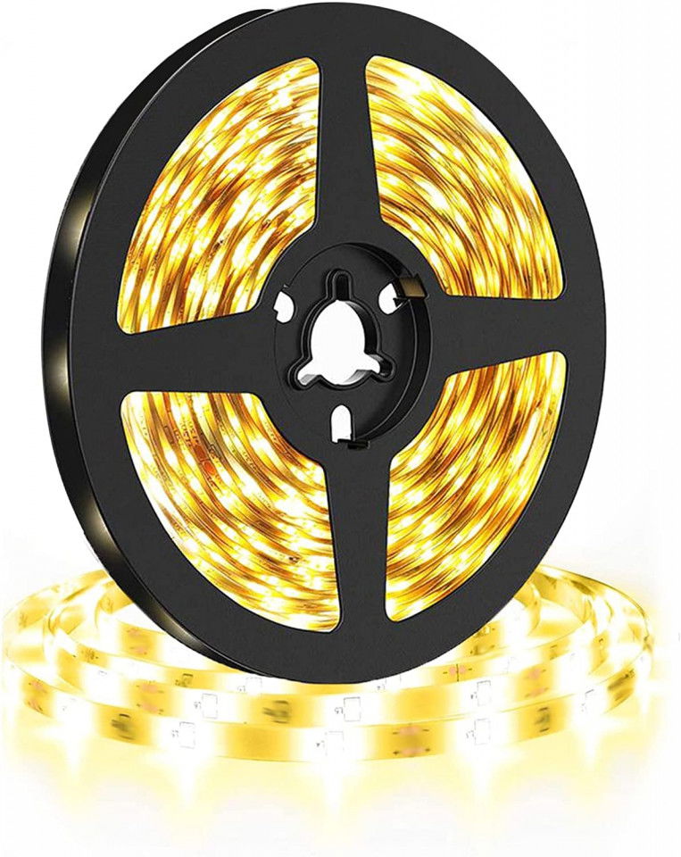 Banda LED Shuxag®, 600 LED-uri, 12 V, 2835 SMD, 4000 K, alb cald, 5 m