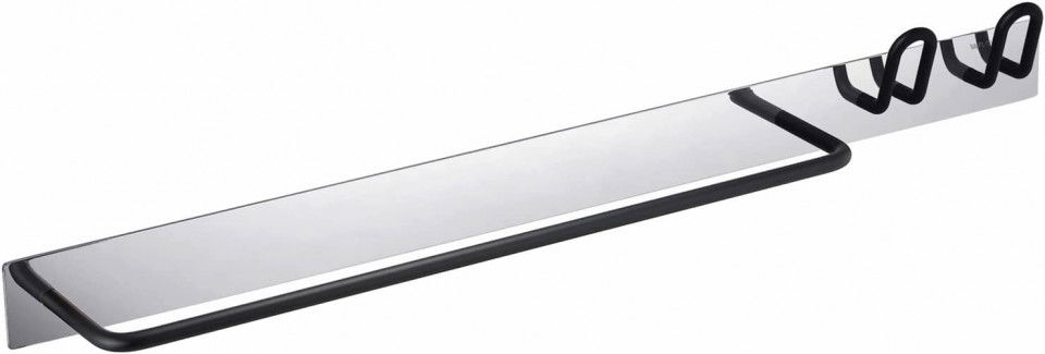 Suport de prosoape fara foraj Wangel, otel inoxidabil, negru/argintiu, 52,8 cm