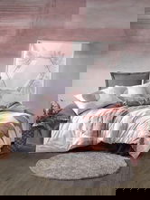Lenjerie de pat dubla, 4 piese, 200x220 cm, 100% bumbac ranforce, Cotton Box, Leron, gri