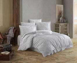 Lenjerie de pat pentru o persoana, 3 piese, 160x220 cm, 100% bumbac poplin, Hobby, Romance, gri