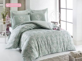Lenjerie de pat dubla king size, EnLora Home, 162ELF43606, 3 piese, bumbac ranforce, verde