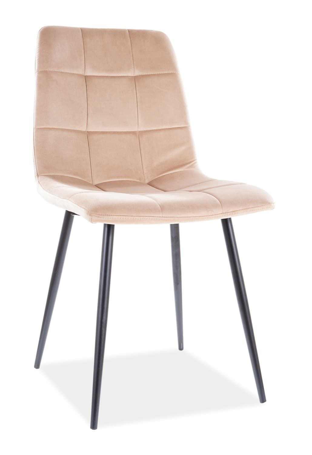 Scaun tapitat cu stofa, cu picioare metalice Miley Velvet Bej / Negru, l45xA53xH86 cm